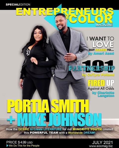 EOC Magazine cover featuring Portia Smith and Mike Johnson, Issue 2.3